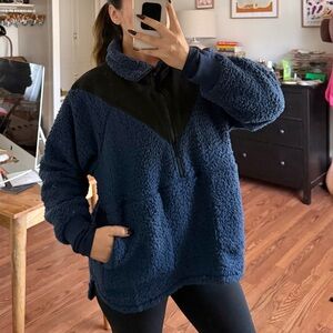 Navy And Black Oversized Fleece
